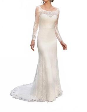 NEW STELLA YORK sheath wedding dress in ivory